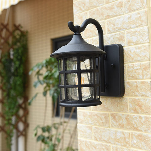 OUFULA Outdoor Wall Lamps Retro Bronze LED Light Sconces Classical Waterproof for Home Balcony Villa Decoration