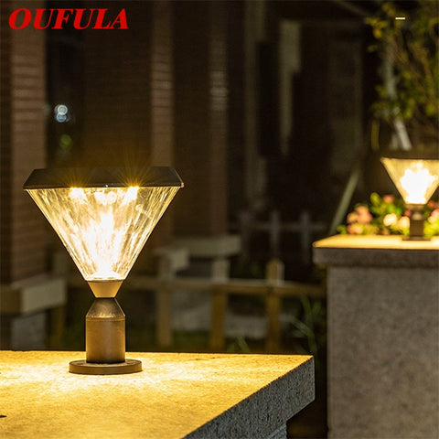 OUFULA Solar Classical Wall Outdoor Light LED Waterproof Pillar Post Lamp Fixture for Home Patio Porch