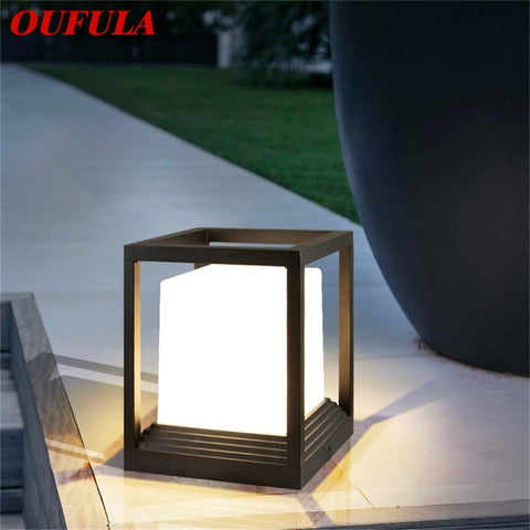 OUFULA Solar Outdoor Light Post Light LED Waterproof Modern Pillar Lamp for Patio Porch Balcony Courtyard Villa
