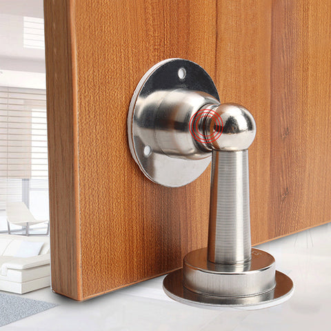 New Stainless Steel Magnetic Door Stopper Sticker Toilet Glass Hidden Door Holders Catch Floor Nail-free Doorstop Door Hardware
