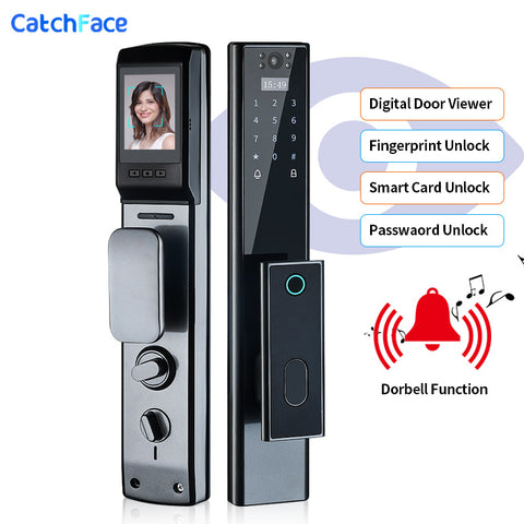 Electronic Fingerprint Door Lock Front Door Security Lock Wifi Digit Door Lock Door-Viewer Camera And Built-In Doorbell