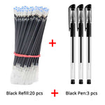 23 Pcs Ballpoint Pen + Refill Set Black Blue Red Ink Gel Pen Bullet Tip 0.5mm School&amp;office Supplies Stationery