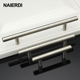 NAIERDI 4&quot; ~ 24&#39;&#39; Stainless Steel Handles Diameter 12mm Kitchen Door Cabinet T Bar Straight Handle Pull Knobs Furniture Hardware