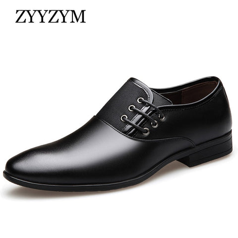 ZYYZYM Fashion Men Formal Shoes Size 38-47 Black Brown Classic Point Toe Men Dress Business Party Shoes
