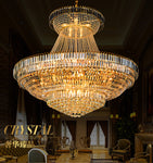 LED Modern Gold Crystal Chandeliers Lights Fixture Big Round Luxury Crystal Droplight Home Indoor Foyer Lighting D140cm*H120cm